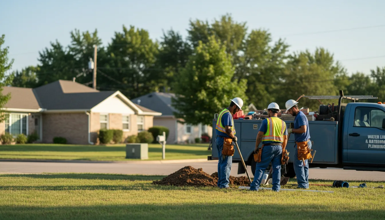 Residential water line and bathroom plumbing service in Stockland, IL